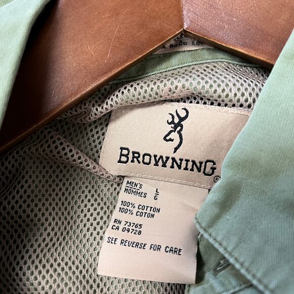 Browning Hunting Shirt Button Up Olive Green Short Sleeve Shooting - L - Picture 4 of 4